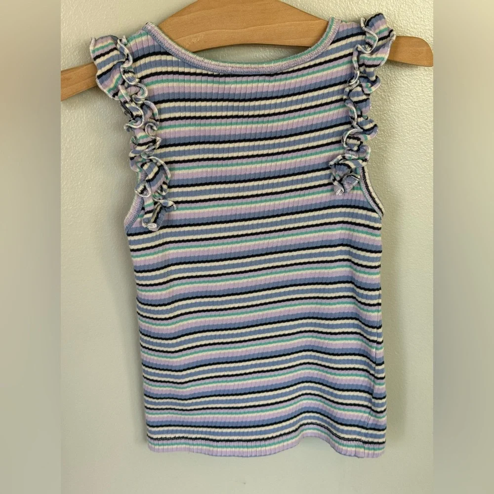 Buho. Tank Top Girl’s 8 8Y Ruffled Sleeveless Ribbed Striped Spring Summer